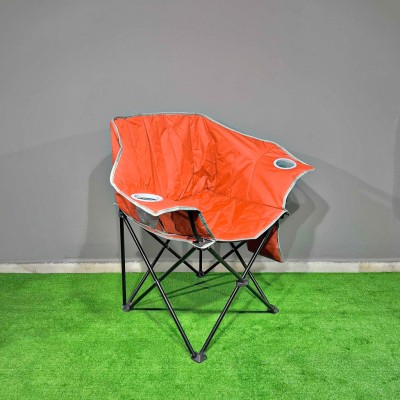 Turuncu  Bardaklıklı Geniş Kamp Sandalyesi | Katlanabilir Outdoor Koltuk