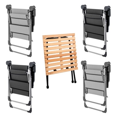 4’lü Kül Gri - Antrasit Kamp Sandalyesi ve Katlanır Masa Seti | Outdoor Kamp Takımı