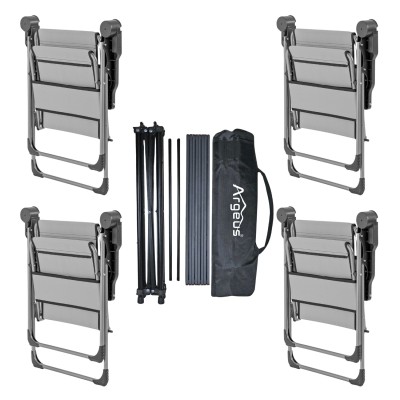 Kül Gri 4’lü Kamp Sandalyesi ve Dayanıklı Katlanır Masa Seti