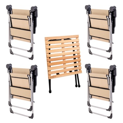 4’lü Katlanır Kamp Sandalyesi ve Masa Seti | Hafif, Dayanıklı ve Taşınabilir(Sahra)