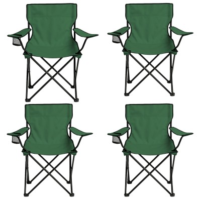 4’lü Yeşil Katlanır Kamp Sandalyesi – Dayanıklı Metal Gövde