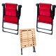 Kırmızı Kamp Sandalyesi ve Ahşap Görünümlü Masa Seti | Katlanabilir Outdoor Set