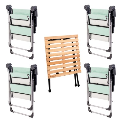 4’lü Mint Yeşili Katlanır Kamp Sandalyesi ve Masa Seti | Portatif ve Dayanıklı