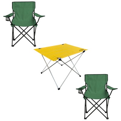 Kamp Koltuğu ve Katlanabilir Masa Seti | Yeşil Sandalye & Sarı Masa Outdoor Set
