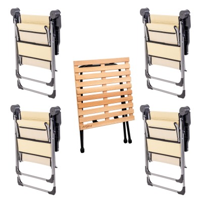 4’lü Buğday Kamp Sandalyesi ve Katlanır Masa Seti | Outdoor Kamp Takımı