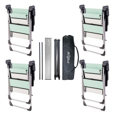 Katlanabilir Kamp Sandalyesi & Portatif Kamp Masası Seti – 4 Sandalye + 1 Masa (Su Yeşili)