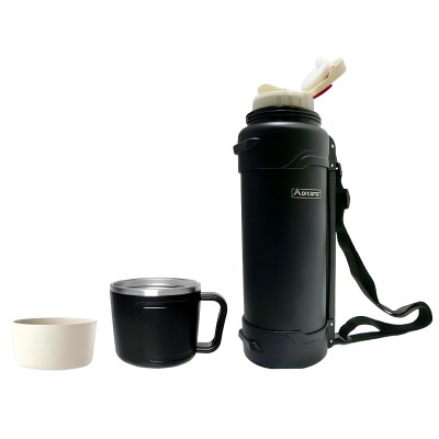 Siyah Taşıma Askılı 2 Litre Vakumlu Çelik Termos