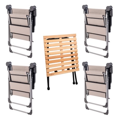 4’lü Kestane Kamp Sandalyesi ve Katlanır Masa Seti | Outdoor Kamp Takımı