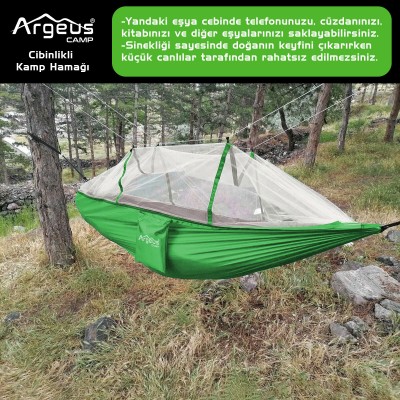  Yeşil Sineklikli Kamp Hamak | Hafif, Koruyucu ve Kolay Kurulum