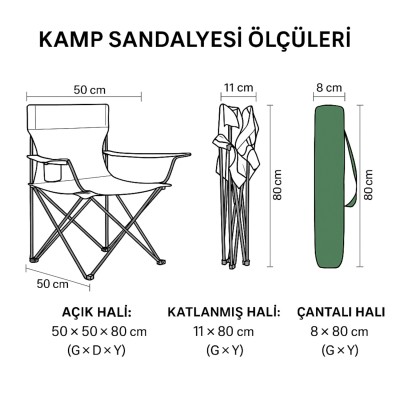 4’lü Yeşil Kamp Sandalyesi ve Sarı Katlanabilir Masa Seti