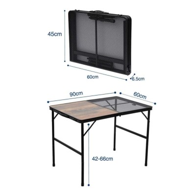 Ahşap Desenli Katlanır Kamp Masası | Taşınabilir Pratik Piknik ve Outdoor Masa