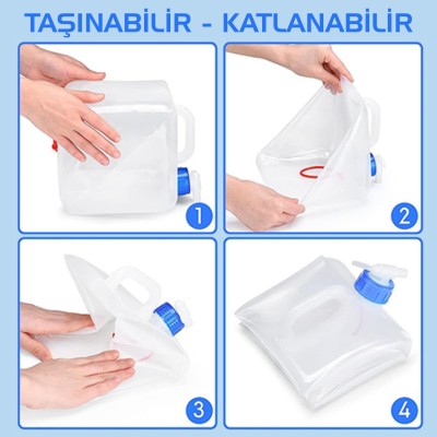 Katlanabilir 12 Litre Su Bidonu – Kamp ve Outdoor Su Taşıma Çözümü