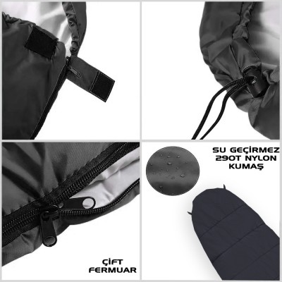 Bordo - Siyah Ultra Soğuk Koşullar Uyku Tulumu -35°C Extreme | Kış Kampı Ekipmanı