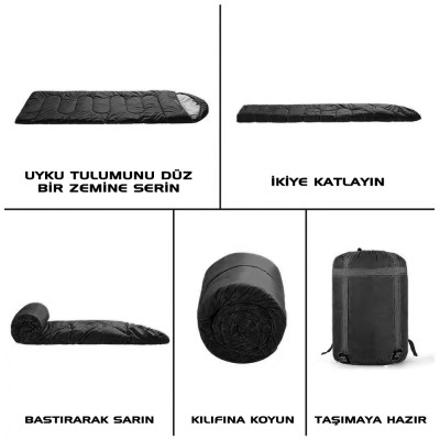 Kahverengi Siyah Geniş Kesim Uyku Tulumu -15°C | Kamp Uyku Tulumu
