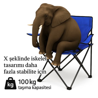 4’lü Lacivert  Kamp Sandalyesi ve Sarı Katlanabilir Masa Seti