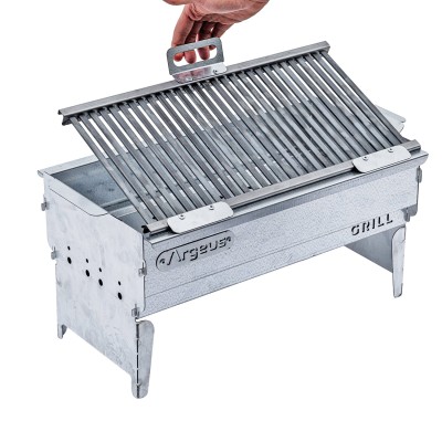 Katlanabilir Ayaklı Portatif Mangal - Paslanmaz - Argeus - Büyük - Taşıma Çantalı