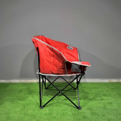 Kırmızı Bardaklıklı Geniş Kamp Sandalyesi | Katlanabilir Outdoor Koltuk