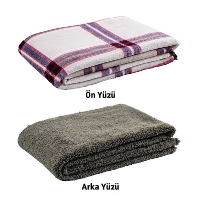 Haki-Ekose Çift Taraflı Polar Piknik ve Kamp Örtüsü 215×150 cm