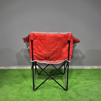Kırmızı Bardaklıklı Geniş Kamp Sandalyesi | Katlanabilir Outdoor Koltuk