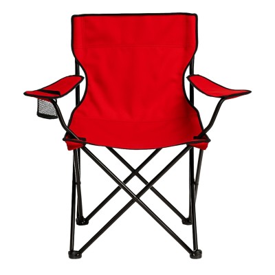 Kırmızı Katlanabilir Kamp Sandalyesi | Dayanıklı Çelik Gövde ve Bardaklıklı Model