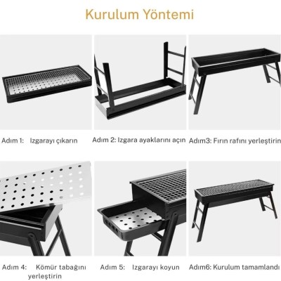 Katlanabilir Çelik Mangal Izgara – Çekmeceli Portatif Mangal Modeli
