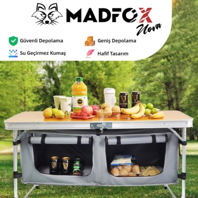 Ahşap Desenli Katlanır Kamp Masası | Taşınabilir Outdoor ve Piknik Masası