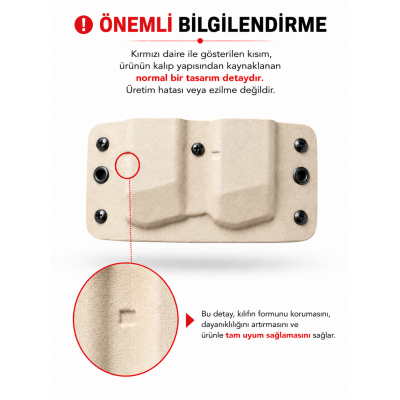 Kydex 9 mm Çiftli Şarjör Kılıfı Çöl Beji | Dayanıklı ve Hızlı Taşıma
